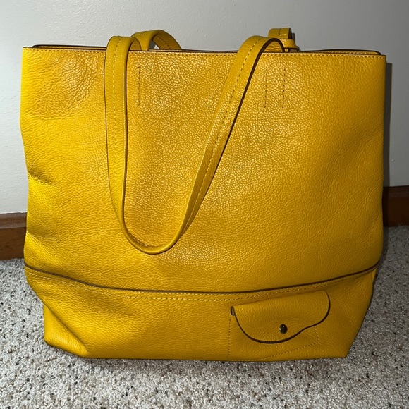 J. Crew Bags Nwt 0 Genuine Leather Yellow J Crew Expandable Tote